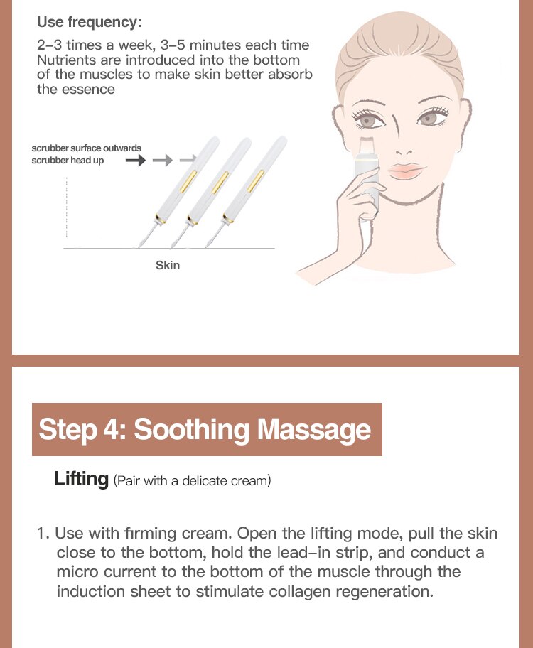 Ultrasonic Skin Scrubber Vibration Face Spatula Blackhead Remover Facial Scrubber Shovel Clean Cavitation Peeling Facial Lifting