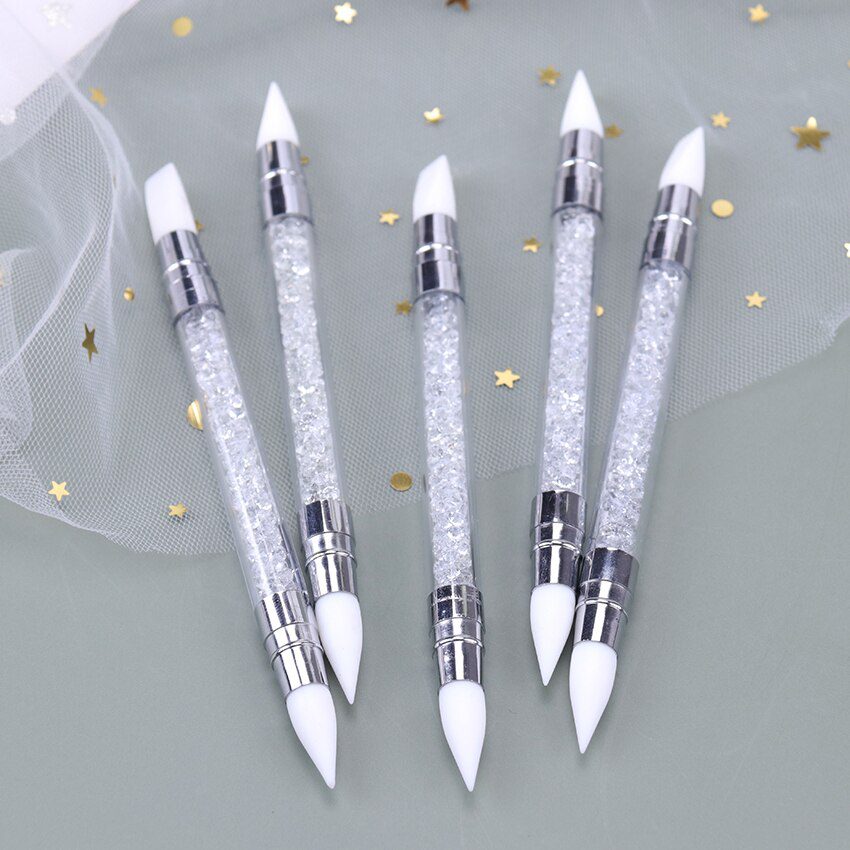 1PC Dual-Ended 2 Ways Nail Art Silicone Sculpture Pen Carving DIY Painting Glitter Rhinestone Acrylic Manicure Dotting Tool