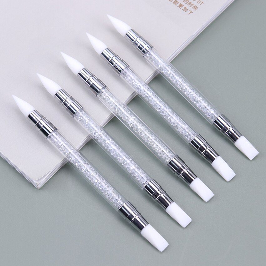 1PC Dual-Ended 2 Ways Nail Art Silicone Sculpture Pen Carving DIY Painting Glitter Rhinestone Acrylic Manicure Dotting Tool