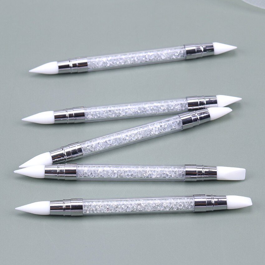 1PC Dual-Ended 2 Ways Nail Art Silicone Sculpture Pen Carving DIY Painting Glitter Rhinestone Acrylic Manicure Dotting Tool