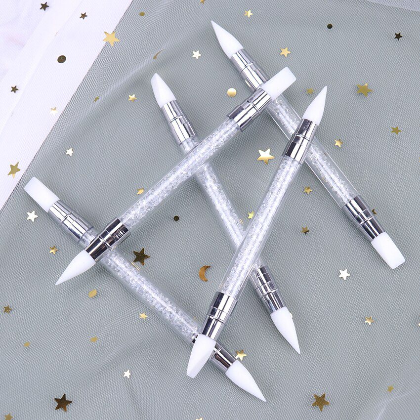 1PC Dual-Ended 2 Ways Nail Art Silicone Sculpture Pen Carving DIY Painting Glitter Rhinestone Acrylic Manicure Dotting Tool