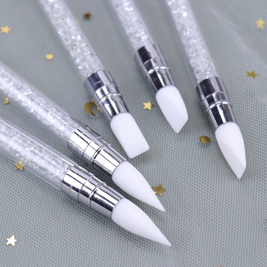 1PC Dual-Ended 2 Ways Nail Art Silicone Sculpture Pen Carving DIY Painting Glitter Rhinestone Acrylic Manicure Dotting Tool