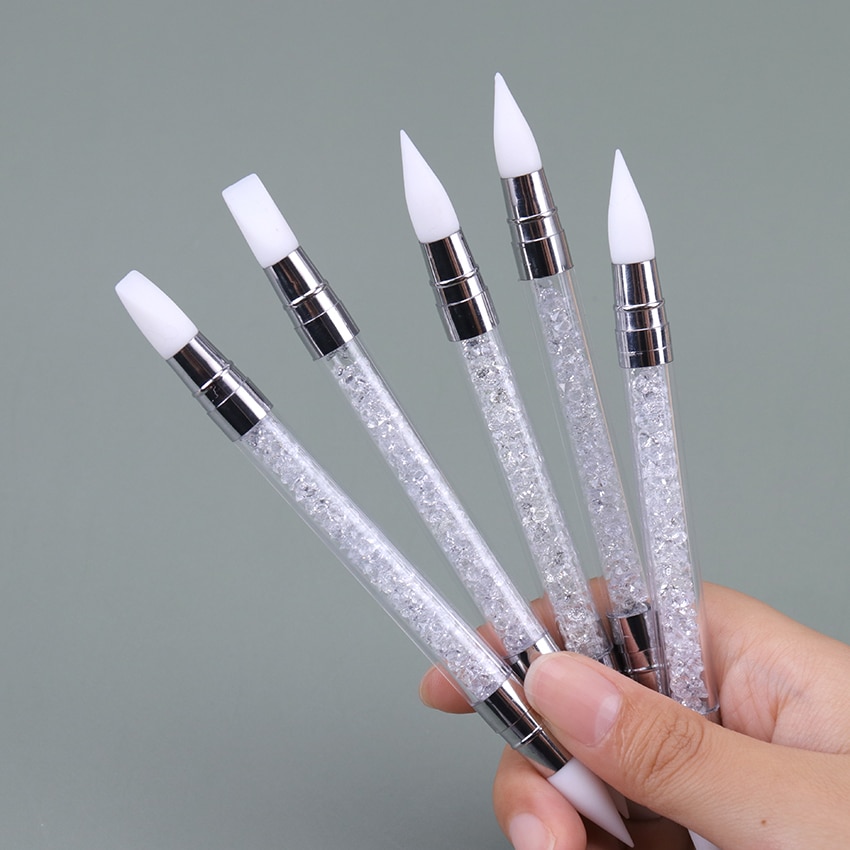 1PC Dual-Ended 2 Ways Nail Art Silicone Sculpture Pen Carving DIY Painting Glitter Rhinestone Acrylic Manicure Dotting Tool