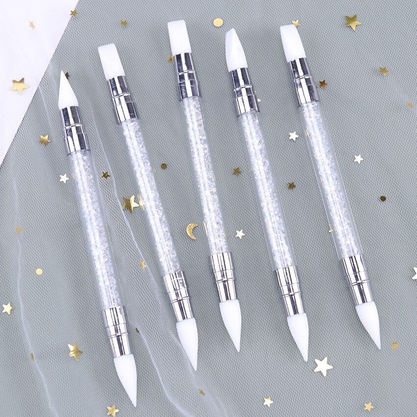 1PC Dual-Ended 2 Ways Nail Art Silicone Sculpture Pen Carving DIY Painting Glitter Rhinestone Acrylic Manicure Dotting Tool