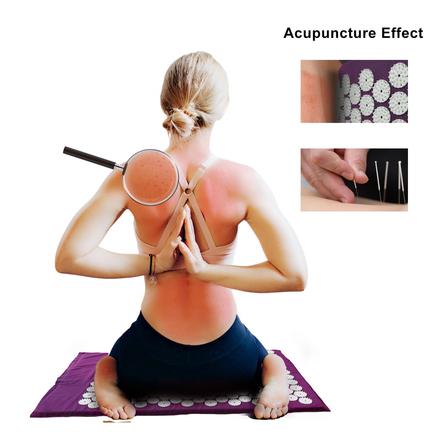 73x42.5cm Massage Cushion Yoga Acupressure Mat and Pillow Set Neck Back Foot Massager Pain Stress Relief Acupuncture Massage Pad
