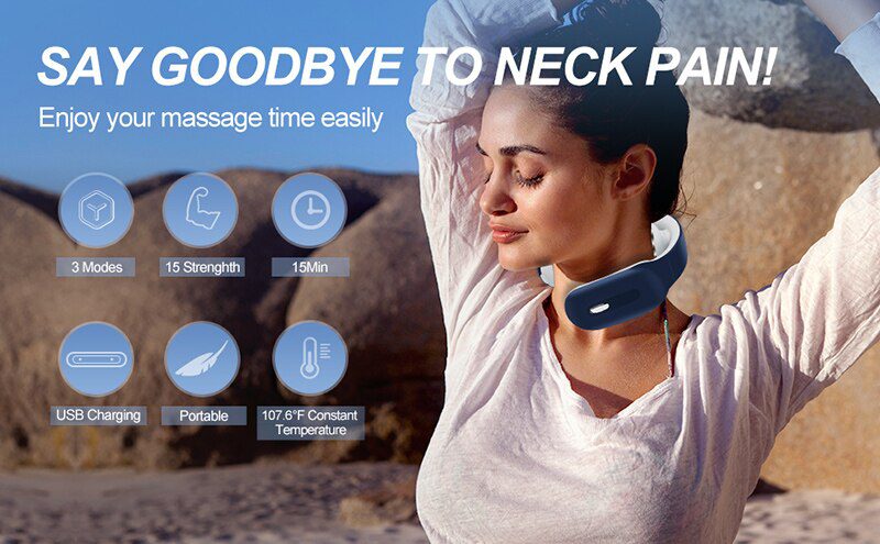 New Remote Smart Neck Shoulder EMS Muscle Massager Trainer Relaxation Electric Pain Relief ToolCervical Vertebra Physiotherapy