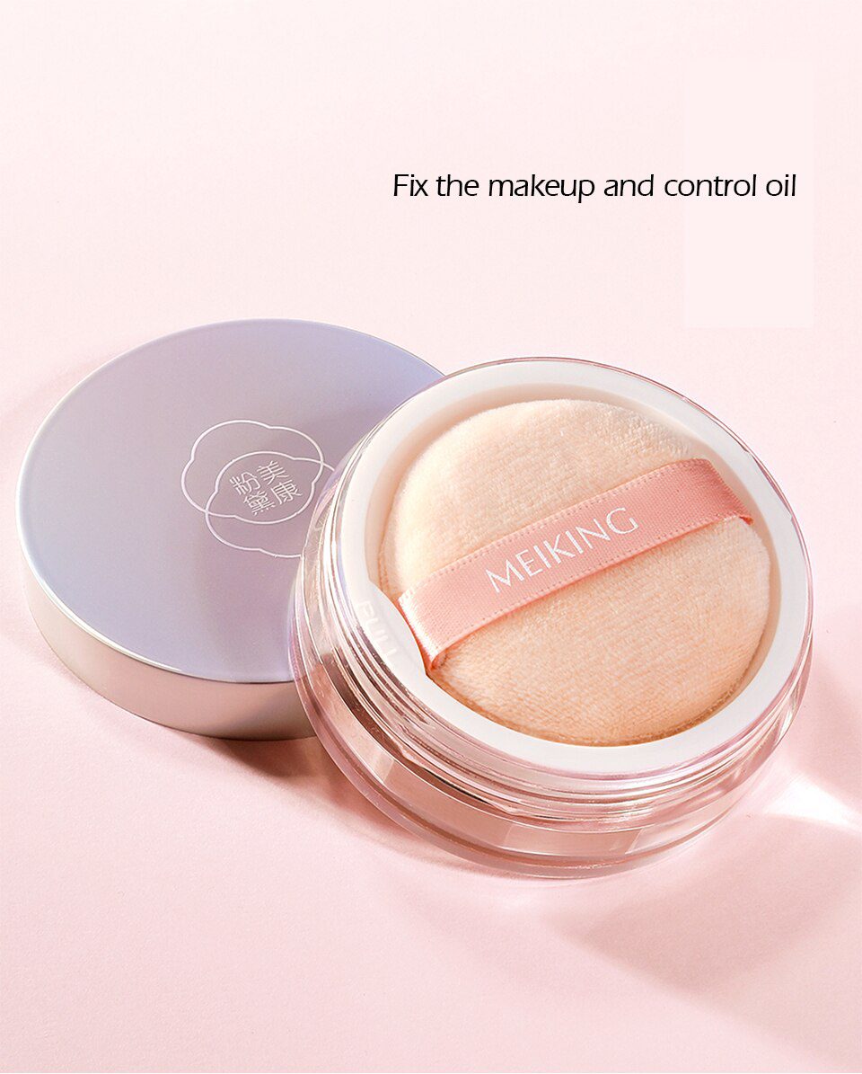 MEIKING Rose Plant Powder Oil Control Loose Powder Cosmetics Compact Whitening Brighten Skin Tone Makeup Setting Mineral Powder