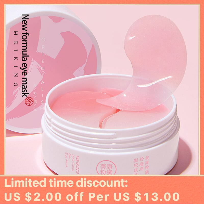 MEIKING Pink Coral Eye Patches 60 Pcs Collagen Crystal Remover Dark Circles Eye Bags Sleep Mask For Eyes From Wrinkles