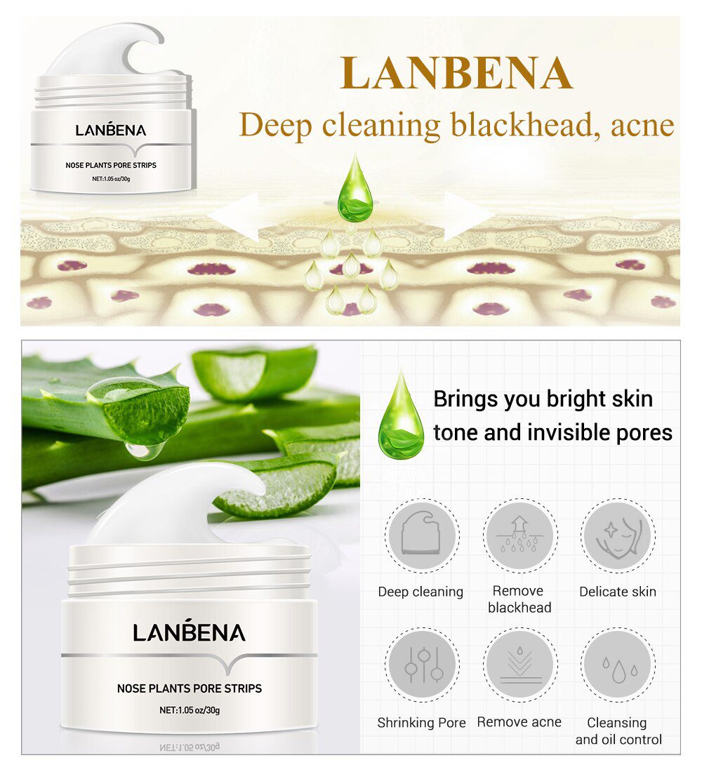 LANBENA New Style Blackhead Remover Nose Mask Pore Strip Black Mask Peeling Acne Treatment Black Deep Cleansing Skin Care korea