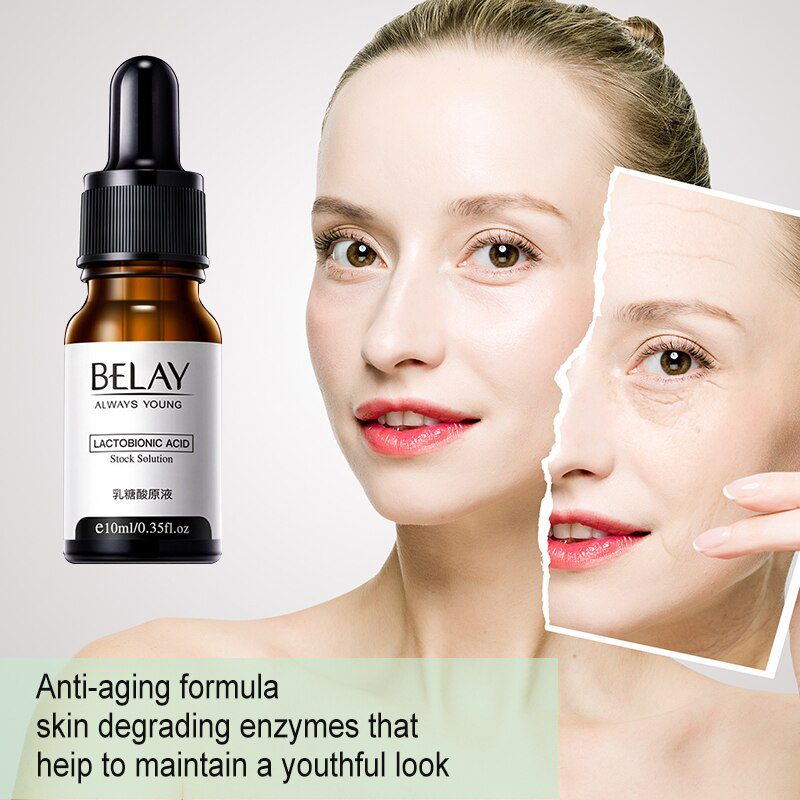 Lactobionic Acid Face Serum Anti-Aging Wrinkles Essence Exfoliating Shrink Pores Anti-Oxidation Lift Firming Remove Fine Lines