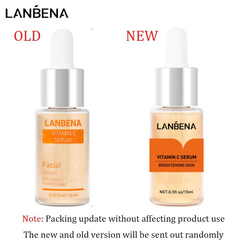 LANBENA Vitamin C Whitening Face Serum Lighten Spots Brightening Facial Skin Essence Fade Dark Spots Remove Freckle Speckle Care