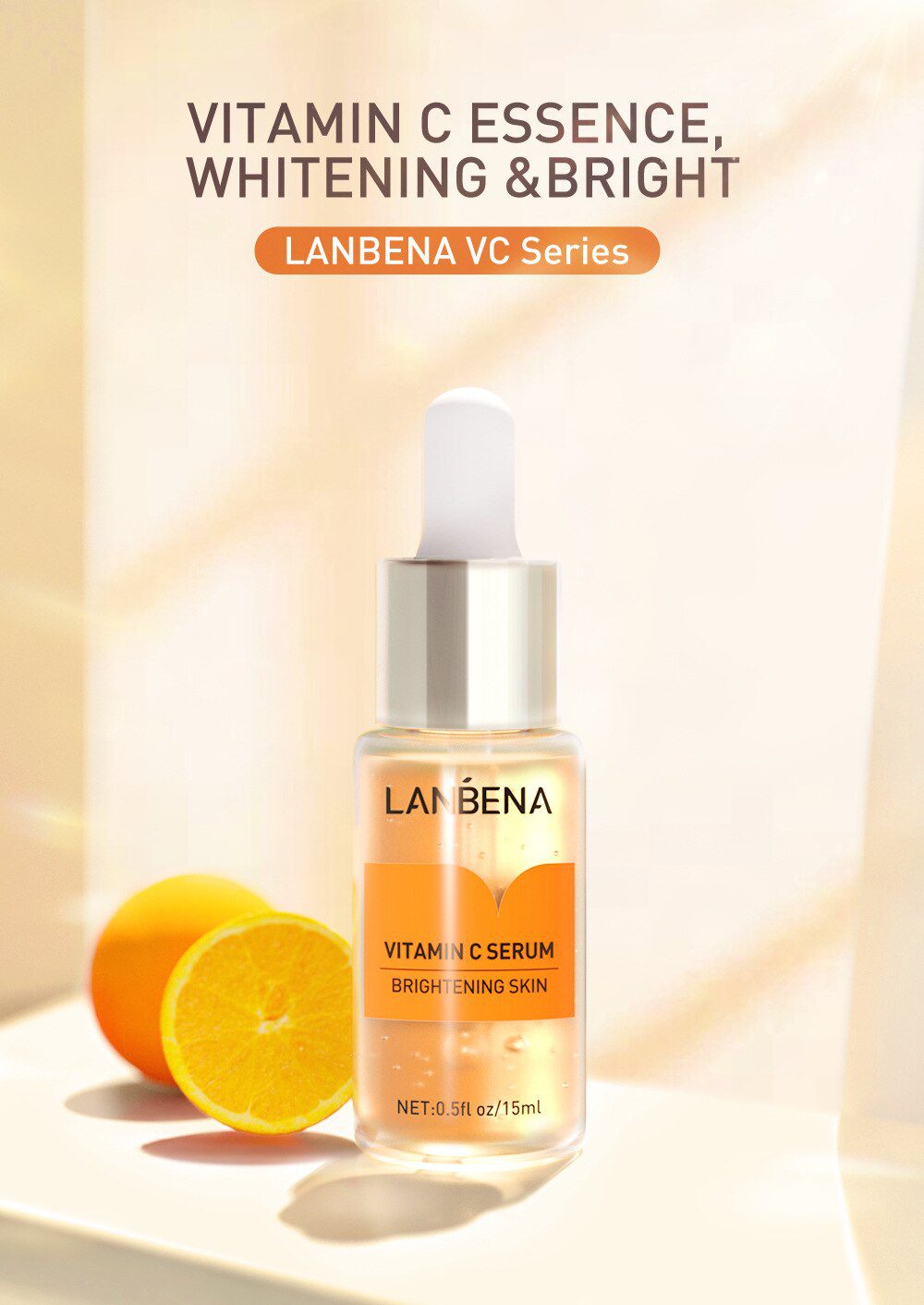 LANBENA Vitamin C Whitening Face Serum Lighten Spots Brightening Facial Skin Essence Fade Dark Spots Remove Freckle Speckle Care