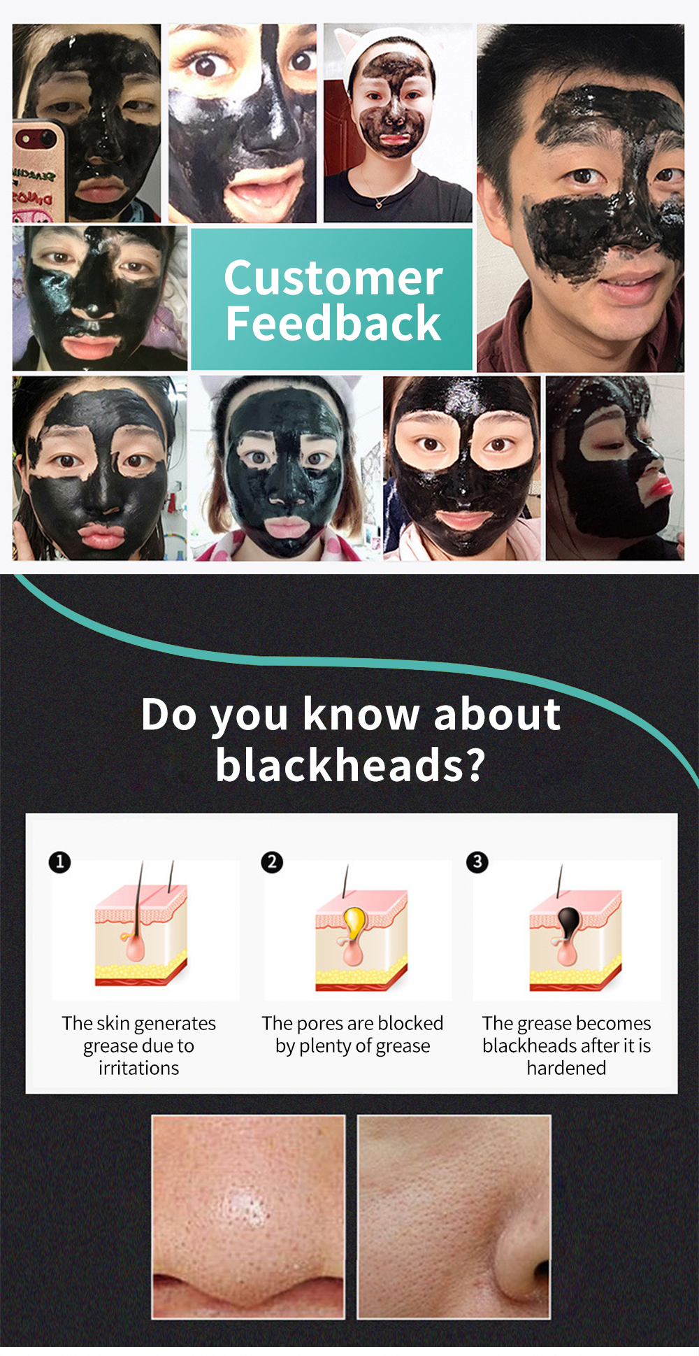 Korea Blackhead Remover Nose Black Mask Face Care Mud Acne Treatment Peel Off Mask Pore Strip Peel Mask Oil Control Skin Care