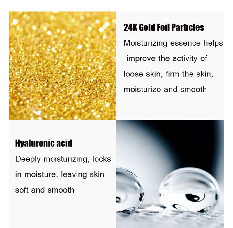 24K Gold Niacinamide Face Essence Moisturizing Anti-aging&Wrinkle Hyaluronic Acid Serum Shrinks Pores Repairs Dry Loose Skin