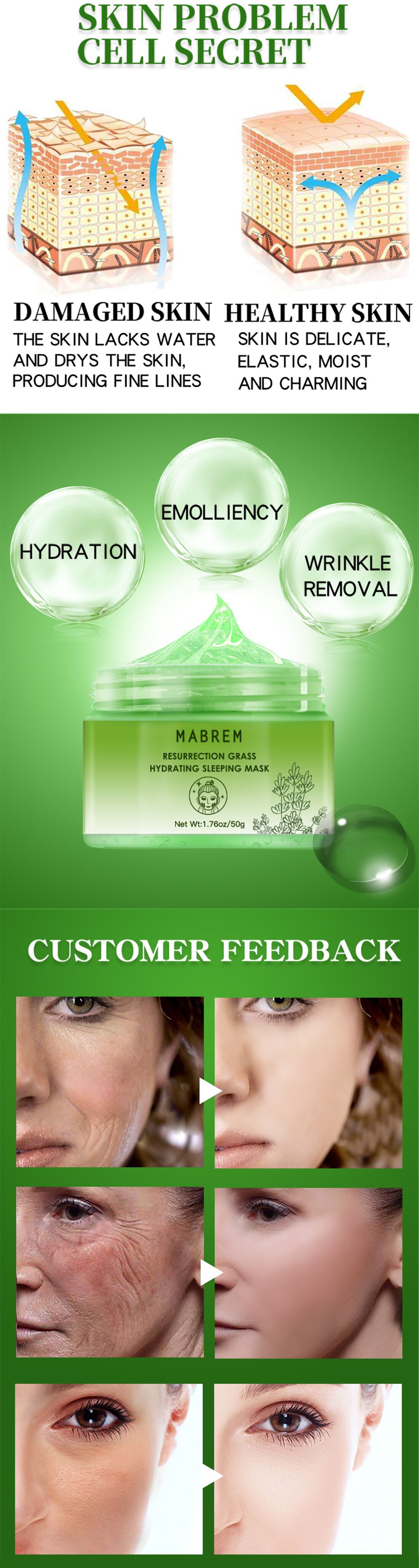 MABREM Plant Hydrating Face Mask Moisturizing Anti-Aging Whitening Skin Care Revitalizing Cream Sleeping Facial Mask Treatment