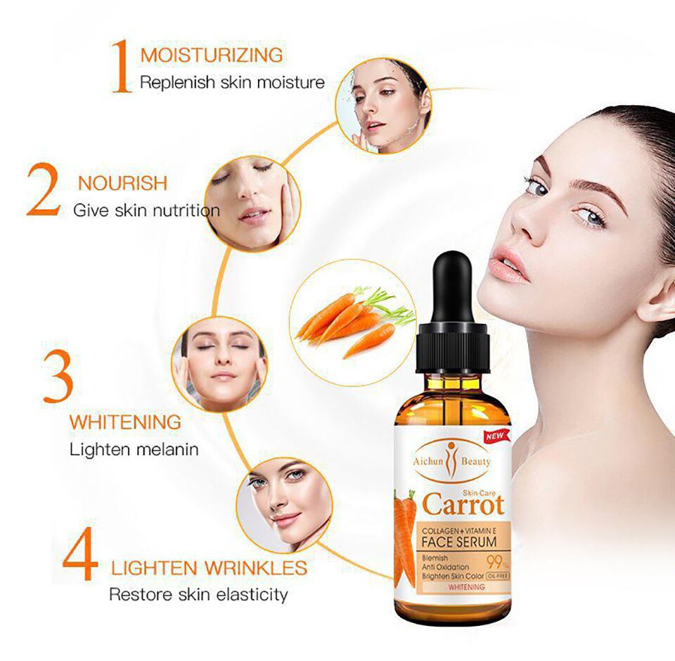 Dark Spot Corrector Whitening Serum Face Bleaching Serum Brighten Blemish Freckle Remover Natural Carrot Essence Korea Skin Care