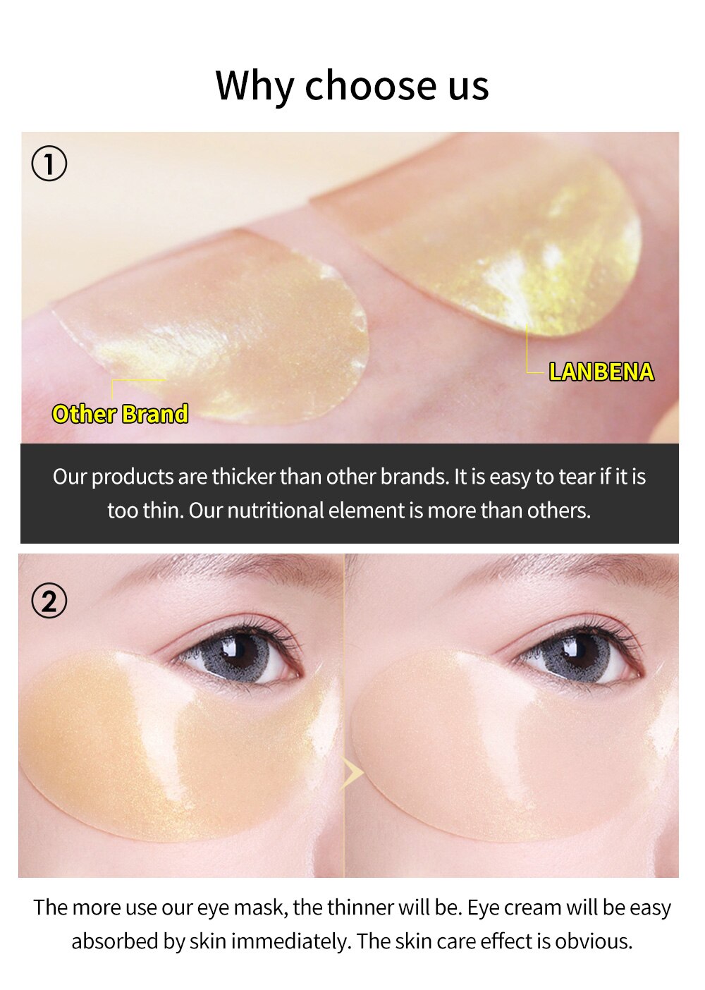 LANBENA Eye Mask Collagen Eye Patch Skin Care Hyaluronic Acid Gel Moisturizing Retinol Anti Aging Remove Dark Circles Eye Bag