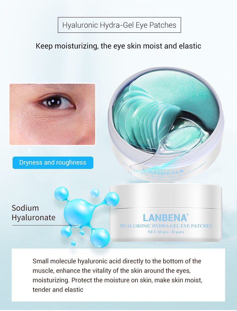 LANBENA Eye Mask Collagen Eye Patch Skin Care Hyaluronic Acid Gel Moisturizing Retinol Anti Aging Remove Dark Circles Eye Bag