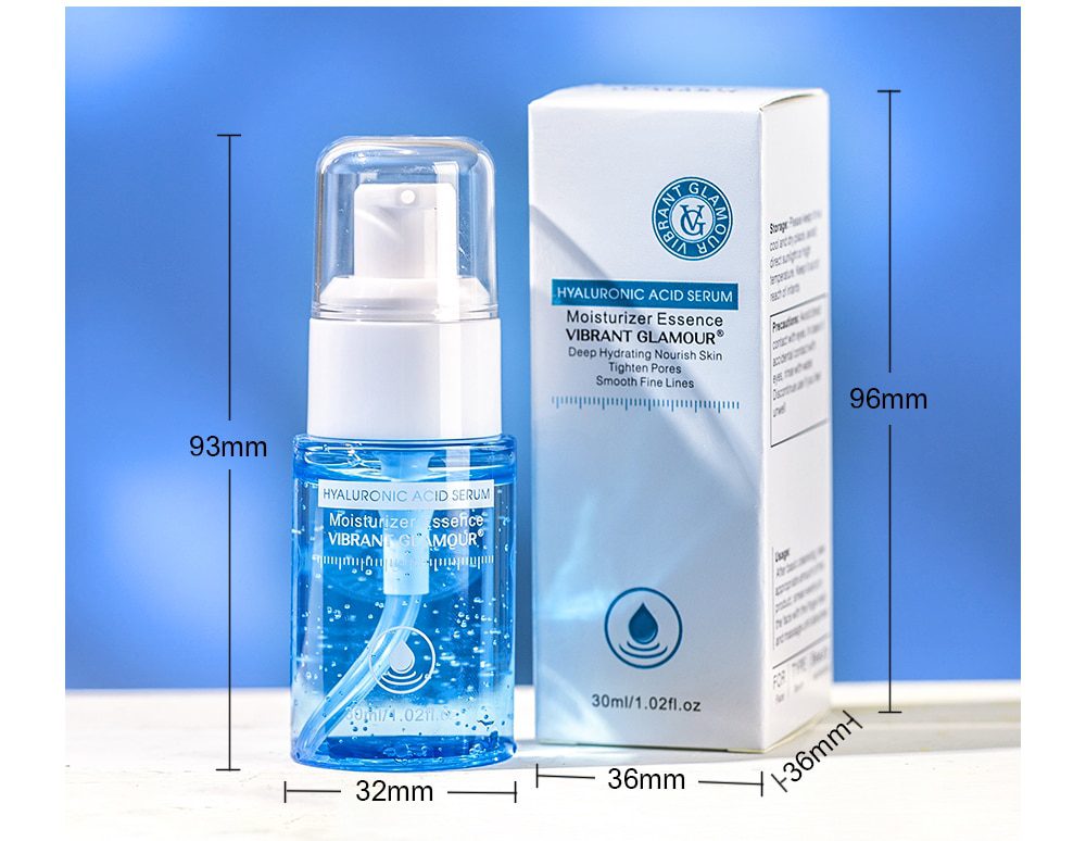 VIBRANT GLAMOUR Hyaluronic Acid Face Serum Moisturizing Shrink Pores Remove Fine Lines Anti-Aging Anti-Wrinkle Deep Care 30ml