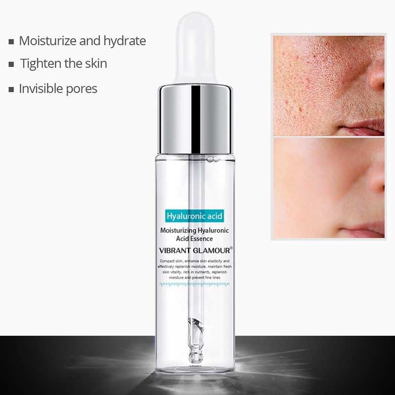 VIBRANT GLAMOUR 2Pcs Hyaluronic Acid Face Serum Shrink Pores Moisturizing Dry Rough Skin Essence Anti-Acne Whitening Skin Care