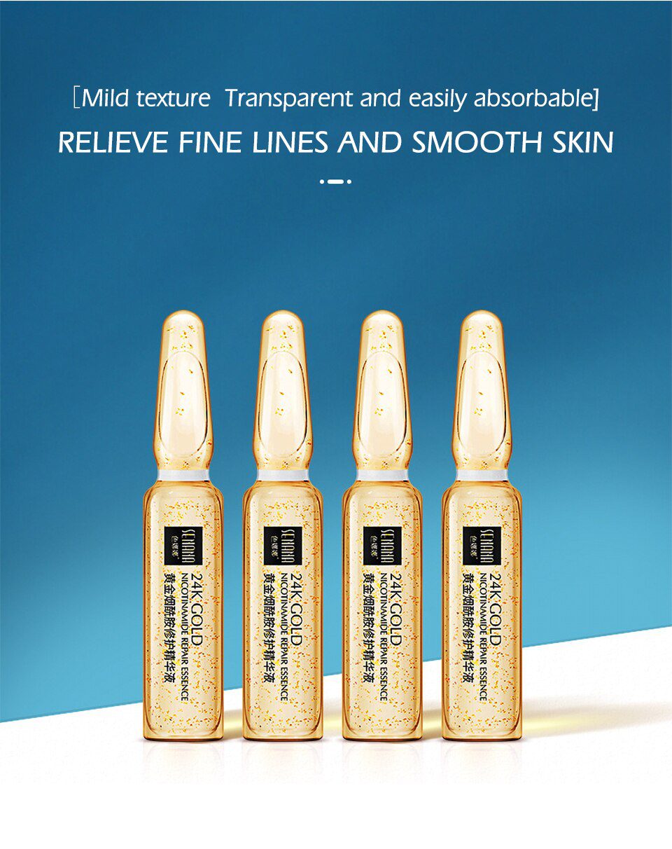 VIBRANT GLAMOUR Niacinamide Anti-Aging Face Serum Gold Ampoule Essence Whitening Moisturizing Lifting Firming Skin Care