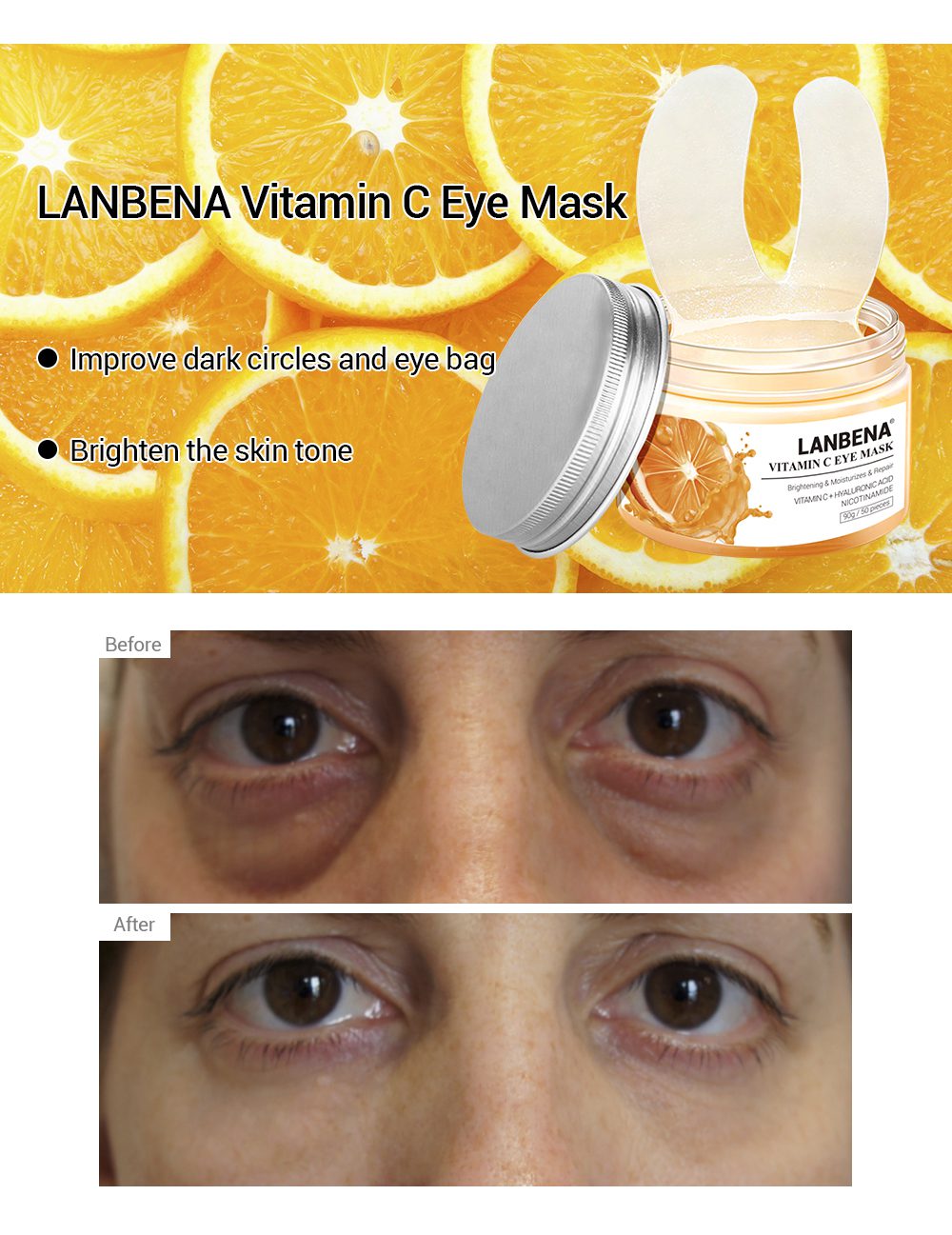 LANBENA Eye Patches Retinol Hyaluronic VC Golden Osmanthus Acid Moisturizing Serum Anti-Aging/Puffiness Dark Circle Eyes Skin Ca