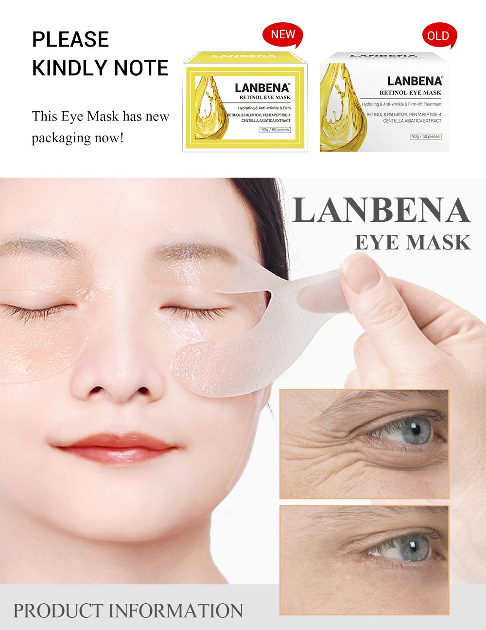 LANBENA Eye Patches Retinol Hyaluronic VC Golden Osmanthus Acid Moisturizing Serum Anti-Aging/Puffiness Dark Circle Eyes Skin Ca