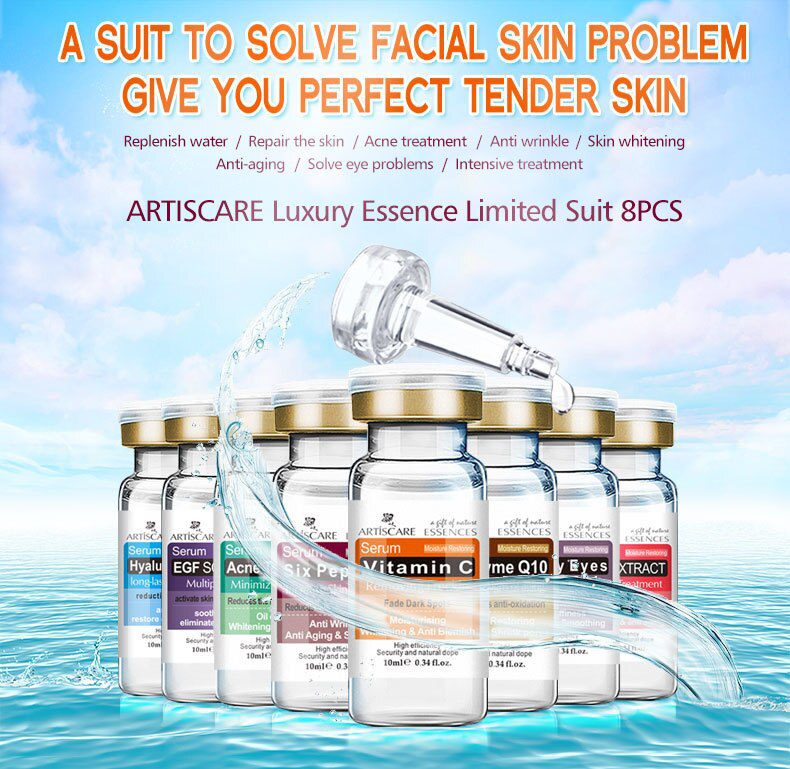 ARTISCARE serum for face whitening anti winkles 8pcs/lot hyaluronic acid essence vitamin c serum facial acne treatment skin care