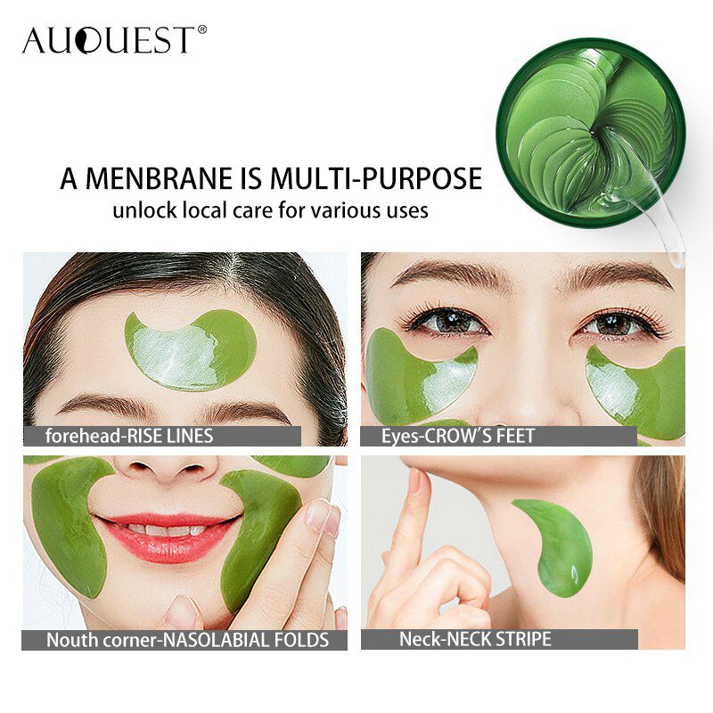 AUQUEST 60pcs Eye Patches Mask Hyaluronic Seaweed Moisturizing Dark Circles Eye Bags Remove Anti Wrinkle Beauty Eye Skin Care