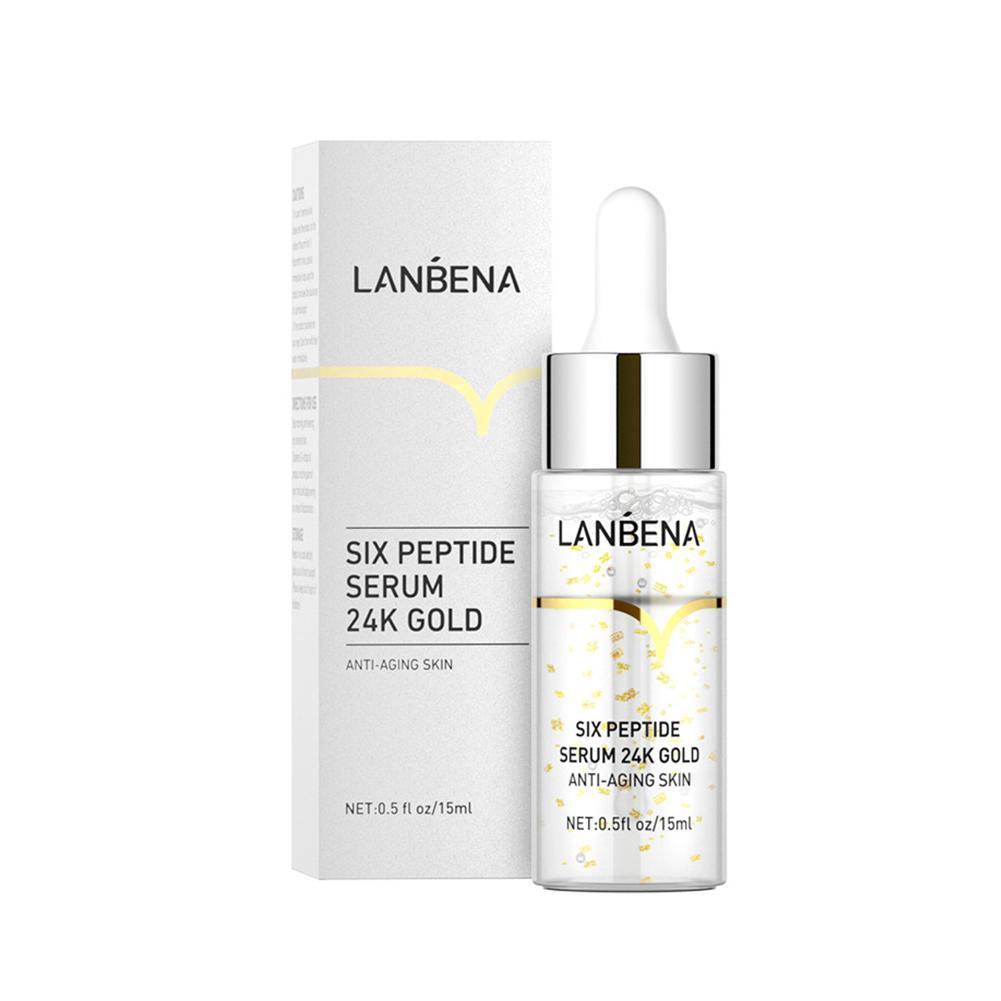 LANBENA Six Peptides Serum 24K Gold Hyaluronic Acid Serum Anti Aging Wrinkle Moisturizing Whitening Skin Care