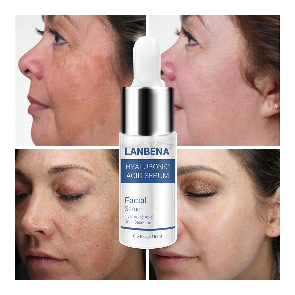 LANBENA Vitamin C + Six Peptides Serum 24K Gold + Hyaluronic Acid Serum Anti Aging Wrinkle Moisturizing Whitening Skin Care 15ML