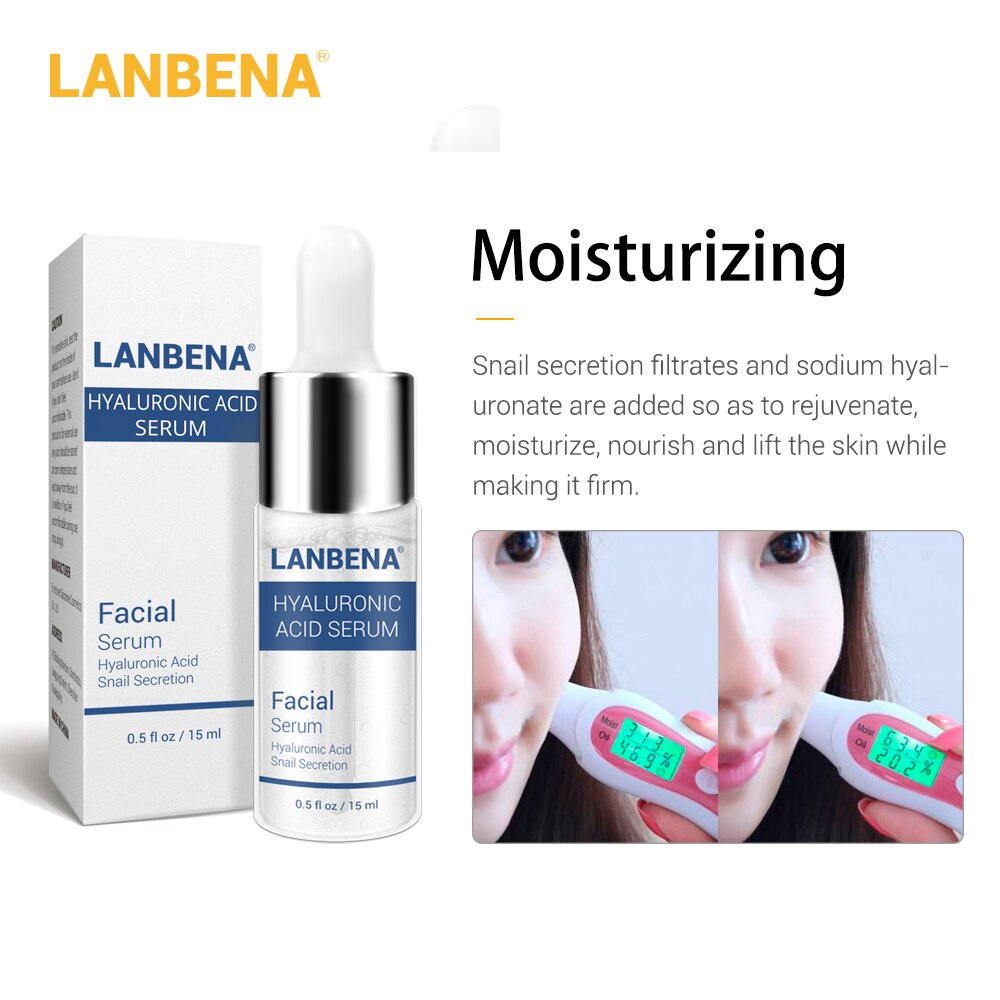 LANBENA Vitamin C + Six Peptides Serum 24K Gold + Hyaluronic Acid Serum Anti Aging Wrinkle Moisturizing Whitening Skin Care 15ML
