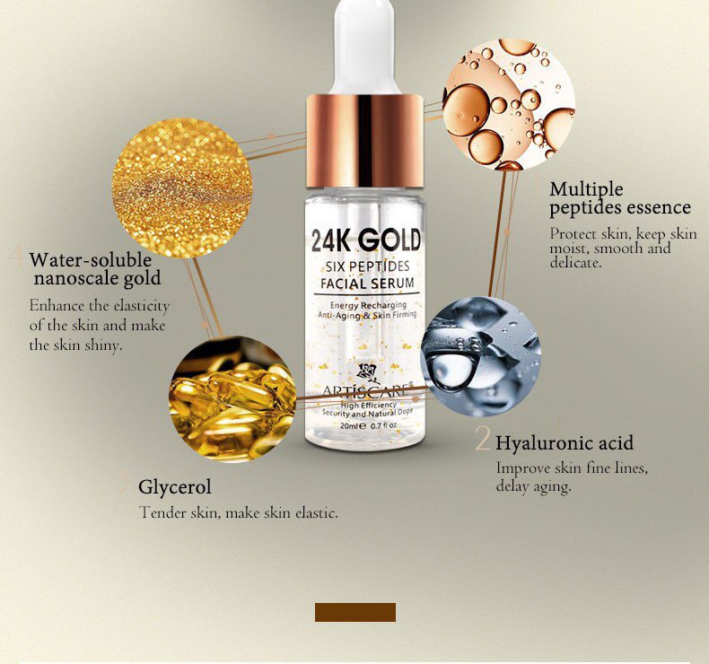 ARTISCARE Vitamin C Serum+Six Peptides Serum 24K Gold+Hyaluronic Acid Serum Anti-Aging Moisturizing Skin Care Whitening Brighten