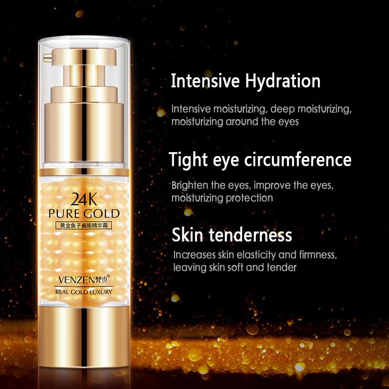 VENZEN 24K Gold Caviar Eye Serum Anti-Wrinkle Anti-Age Remover Dark Circles Eye Cream Against Puffiness And Bags Eye Skin Care