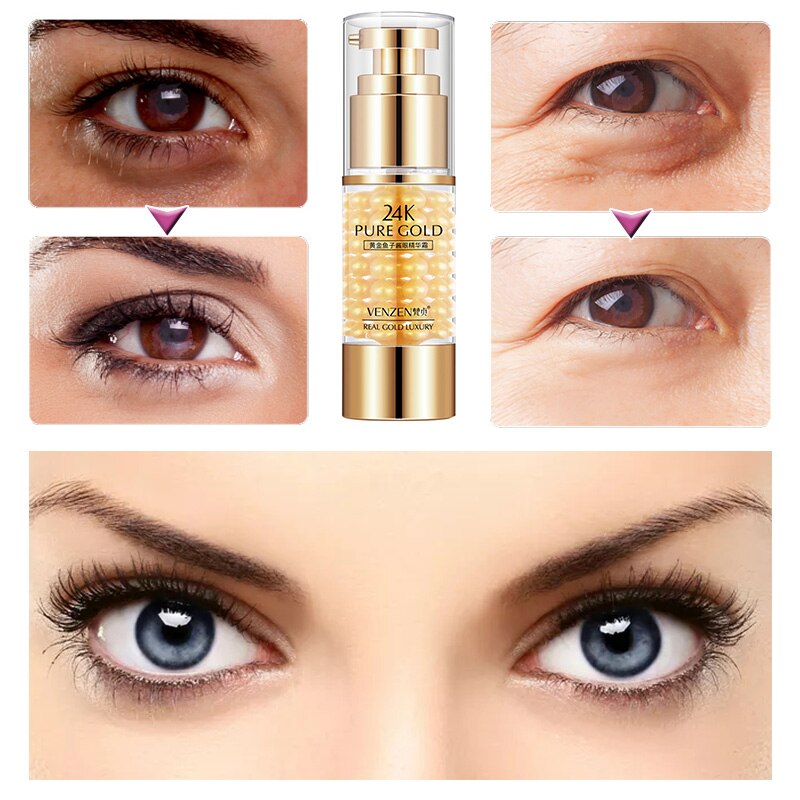 VENZEN 24K Gold Caviar Eye Serum Anti-Wrinkle Anti-Age Remover Dark Circles Eye Cream Against Puffiness And Bags Eye Skin Care