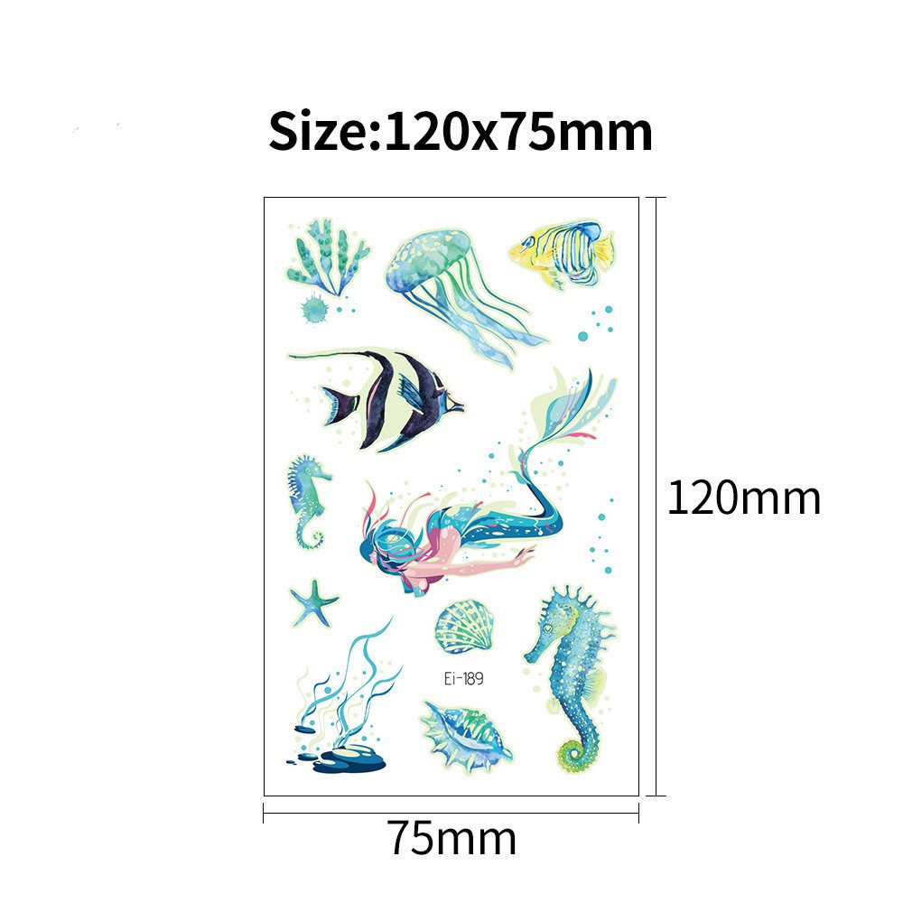 5pcs/lot Luminous Tattoo Face Temporary Color Unicorn Mermaid Dinosaur Tattoo Child Cute Tattoo Sticker Body Tattoo for Kids