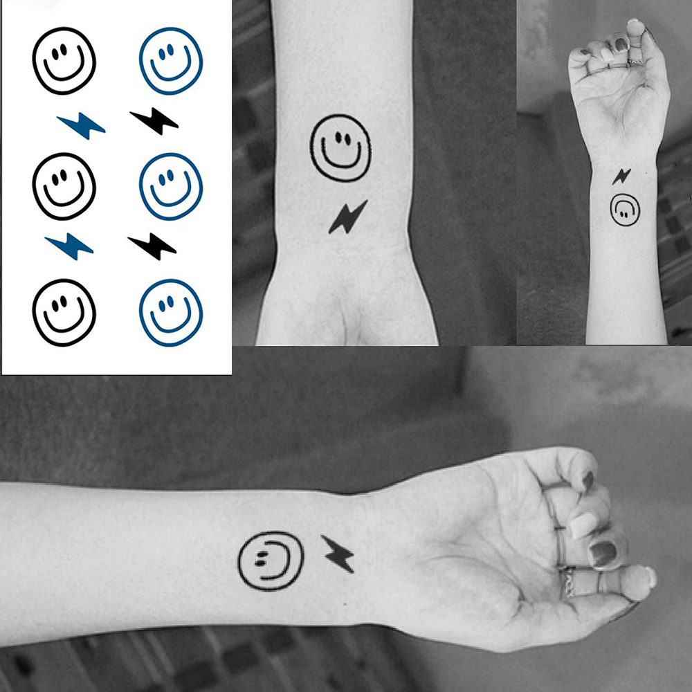 Waterproof Temporary Tattoo Sticker Female Body Makeup Flame Finger Tattoos Smiley Black Rose Flower Art Flash Fake Tattoos Men