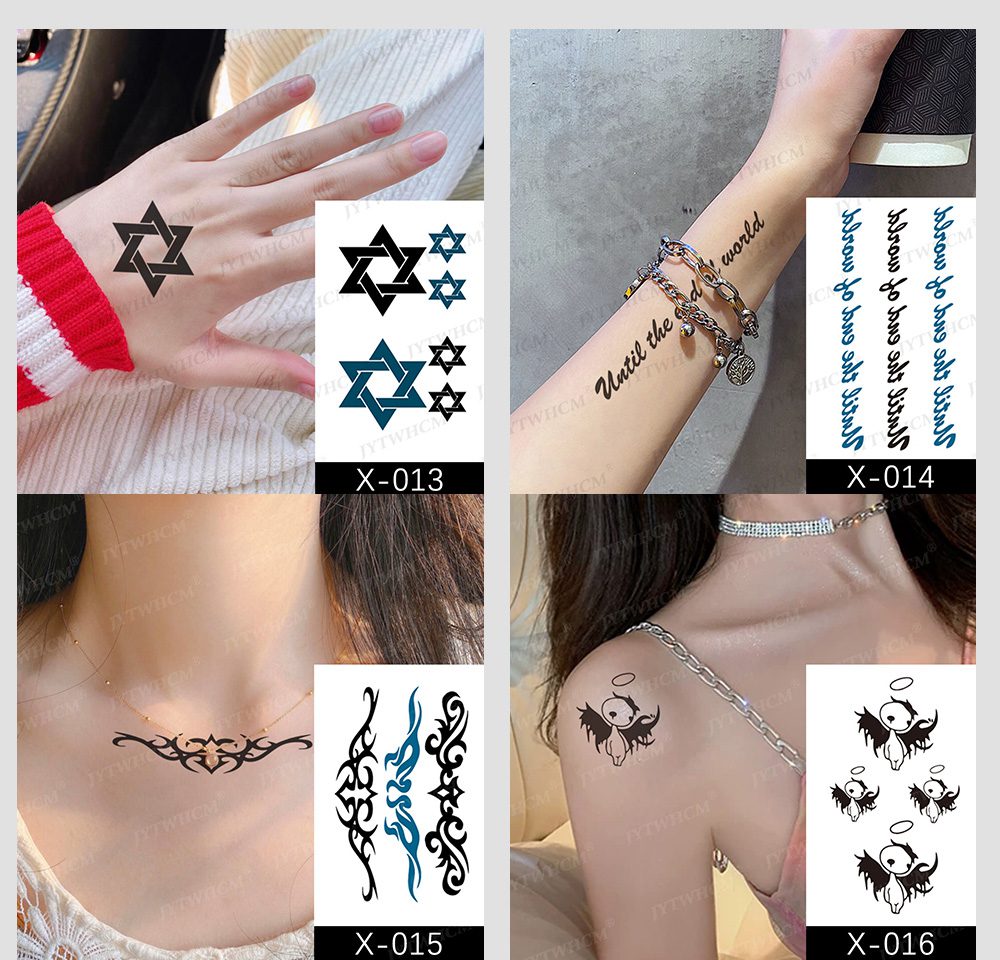 Waterproof Temporary Tattoo Sticker Female Body Makeup Flame Finger Tattoos Smiley Black Rose Flower Art Flash Fake Tattoos Men