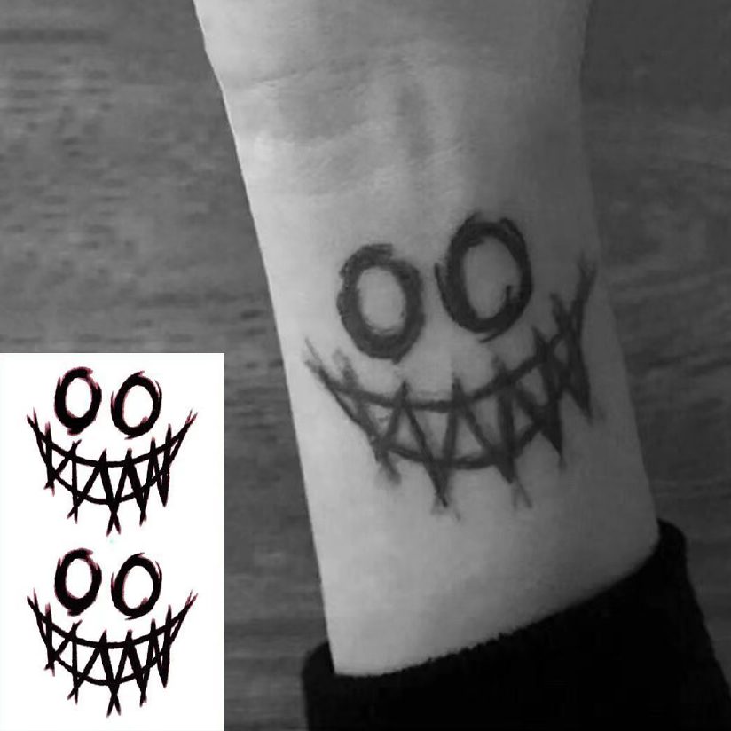 Waterproof Temporary Tattoo Sticker Female Body Makeup Flame Finger Tattoos Smiley Black Rose Flower Art Flash Fake Tattoos Men