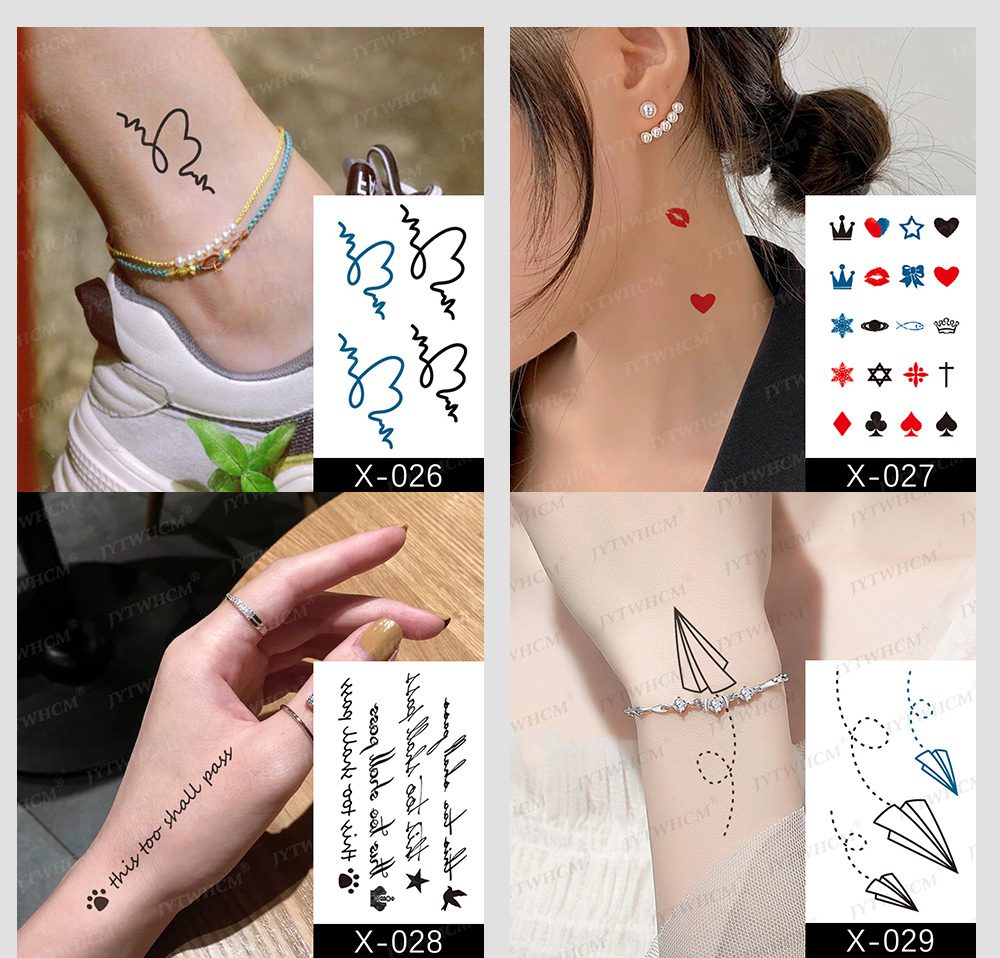 Waterproof Temporary Tattoo Sticker Female Body Makeup Flame Finger Tattoos Smiley Black Rose Flower Art Flash Fake Tattoos Men