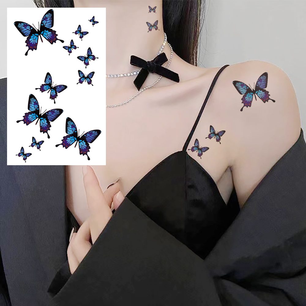 Waterproof Temporary Tattoo Sticker Female Body Makeup Flame Finger Tattoos Smiley Black Rose Flower Art Flash Fake Tattoos Men