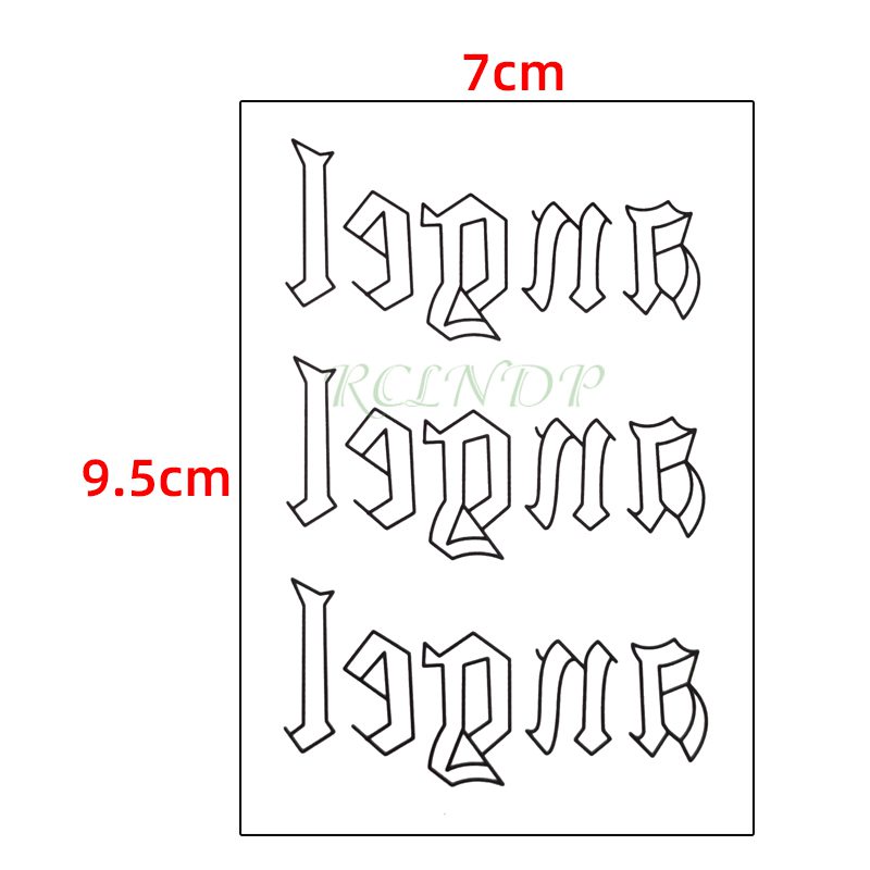 Waterproof Temporary Tattoo Sticker Neck Black Word Angel Devil Bull Cross English Letters Flash Tatoo Fake Tatto for Woman Men