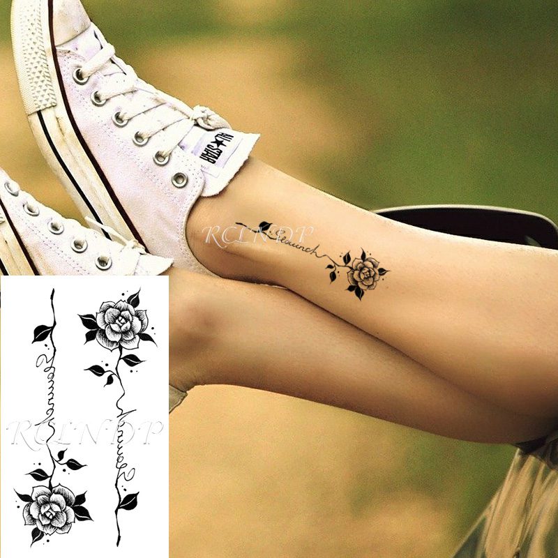 Waterproof Temporary Tattoo Sticker Neck Black Word Angel Devil Bull Cross English Letters Flash Tatoo Fake Tatto for Woman Men