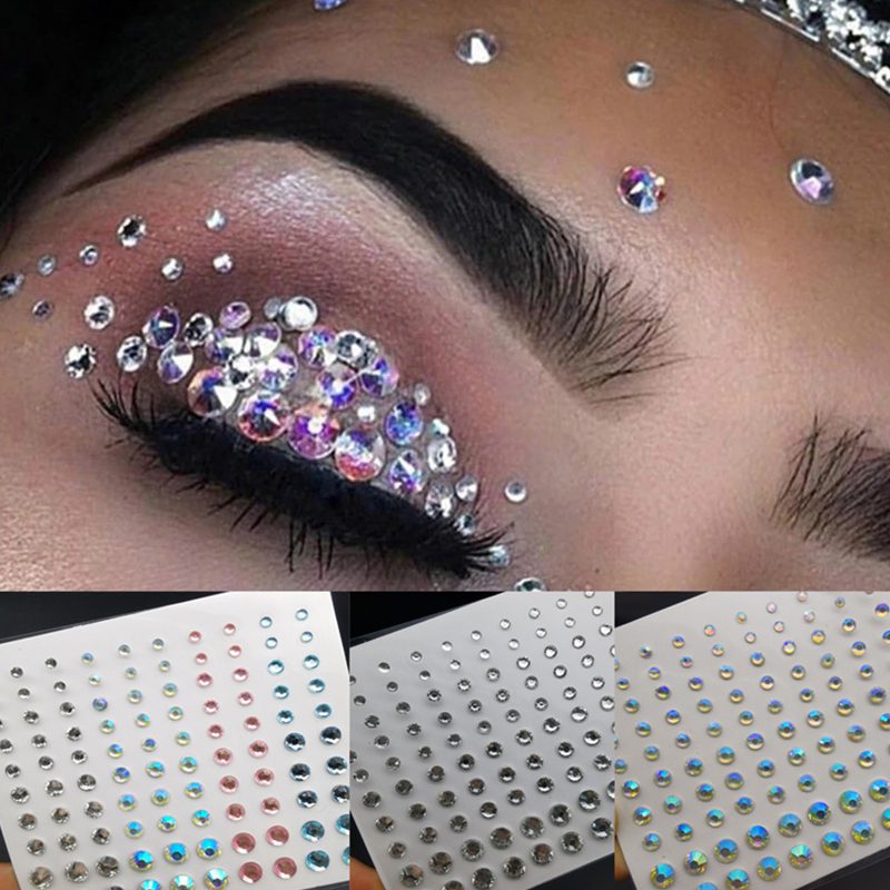 Crystal Tattoo Sticker Glitter Eyeliner Eyebrow Makeup Face Eyes Diamond Temporary Tattoo Rock Rhinestone 3D Eyeliner Stickers