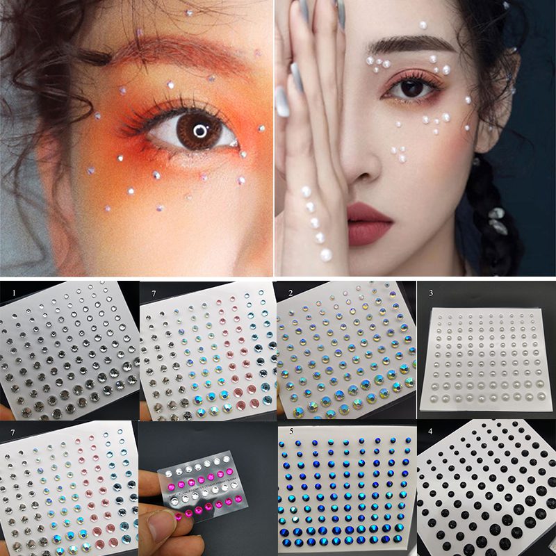 Crystal Tattoo Sticker Glitter Eyeliner Eyebrow Makeup Face Eyes Diamond Temporary Tattoo Rock Rhinestone 3D Eyeliner Stickers