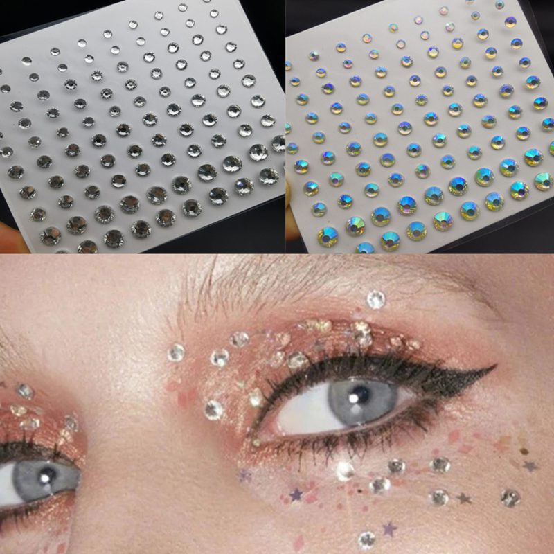 Crystal Tattoo Sticker Glitter Eyeliner Eyebrow Makeup Face Eyes Diamond Temporary Tattoo Rock Rhinestone 3D Eyeliner Stickers