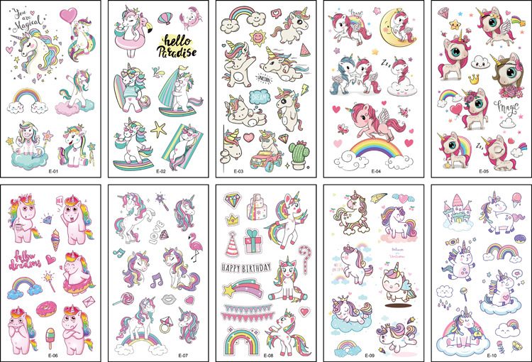 10pcs Fake Tattoo Stickers Cartoon Temporary Tattoo Kids Children Hands Arm DIY Body Art Tatuaze Dla Dzieci Tatuajes Temporales