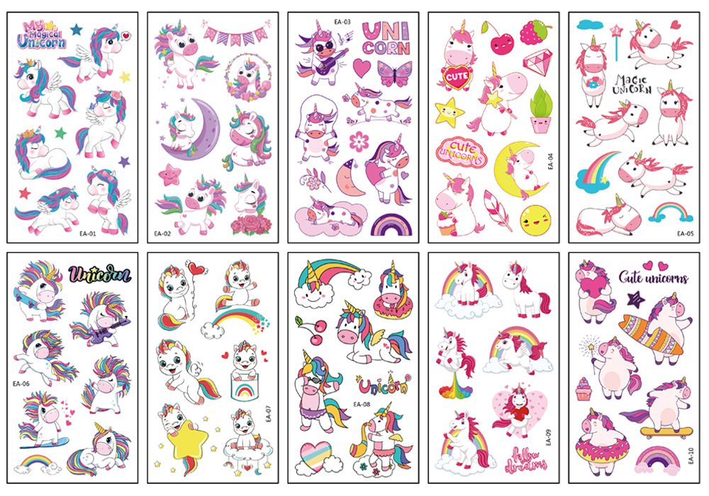 10pcs Fake Tattoo Stickers Cartoon Temporary Tattoo Kids Children Hands Arm DIY Body Art Tatuaze Dla Dzieci Tatuajes Temporales