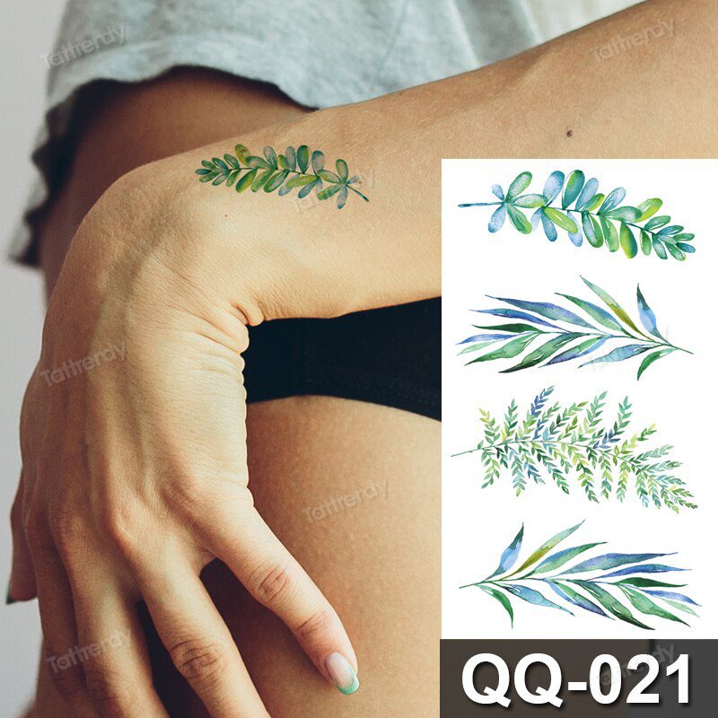 small plant tattoo sticker purple lavender flowers butterfly water color temporary tattoos cute lovely hand sleeve tattoo wrist