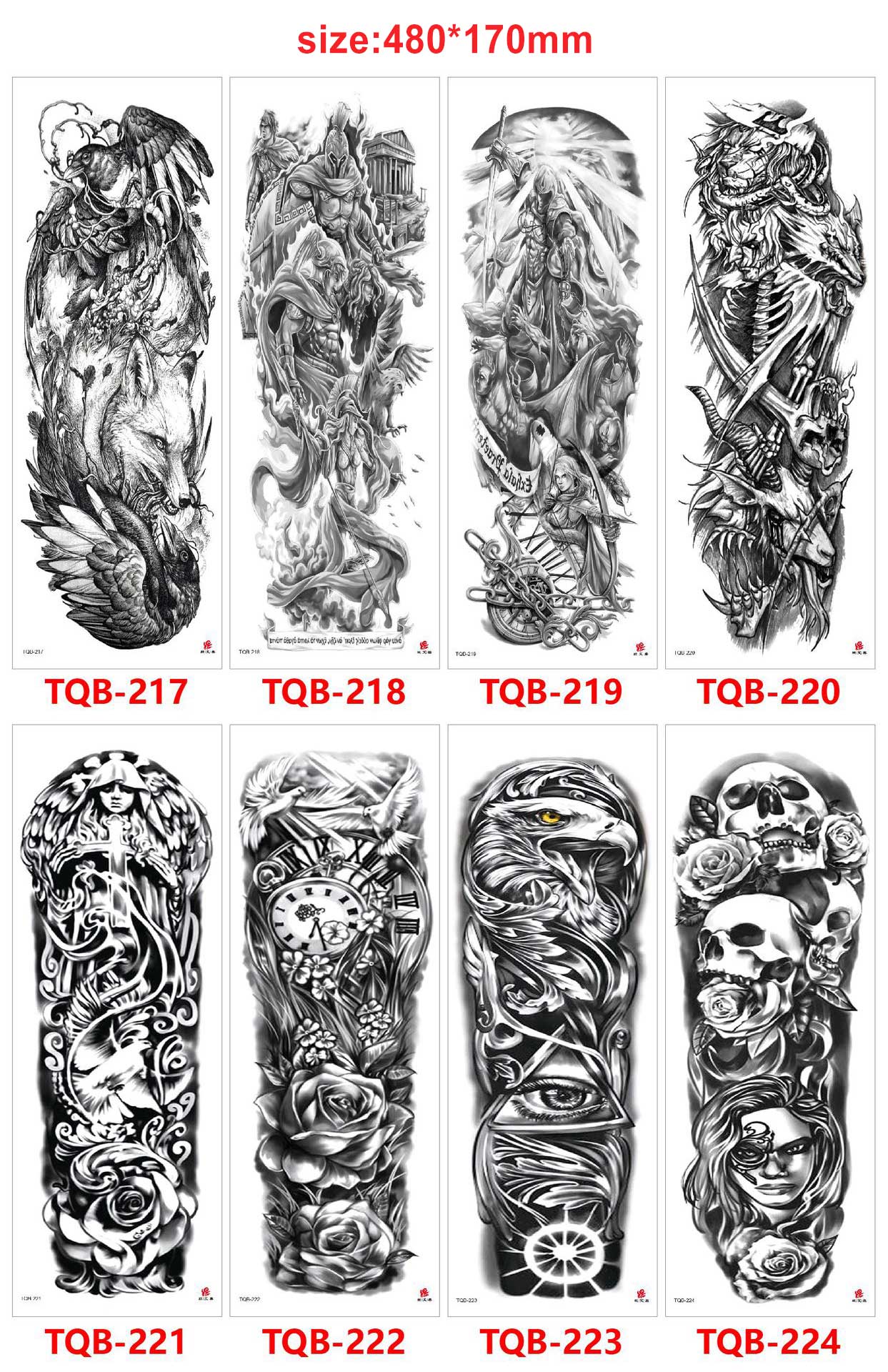 Waterproof Temporary Tattoo Sticker Totem Lion Crown Skull Full Arm Large Size Sleeve Fake Tattoo Flash Tattoo For Men Women